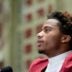 Aug. 4, 2025; Tuscaloosa, AL, USA; Alabama Crimson Tide players and coaches participate in a media day with reporters and fans at the Hank Crisp Indoor Practice Facility. Wide Receiver Ryan Williams speaks to members of the media.