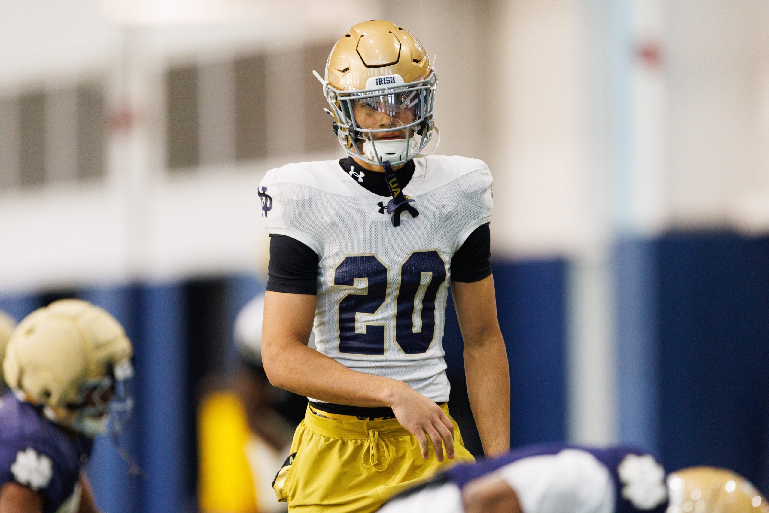 Defensive back Joey O'Brien during a Notre Dame football practice at Irish Athletic Center on Wednesday, April 8, 2026, in South Bend.