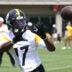 May 28, 2026; Pittsburgh, PA, USA; Pittsburgh Steelers wide receiver Germie Bernard (17) participates in OTA drills at the UPMC Rooney Sports Complex.