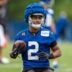 Indianapolis Colts wide receiver Josh Downs (2) pulls in a pass Monday, June 1, 2026, during practice at the Indiana Farm Bureau Football Center.