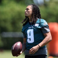 Jun 9, 2026; Philadelphia, PA, USA; Philadelphia Eagles Makai Lemon (9) during minicamp at Jefferson Health Training Complex.
