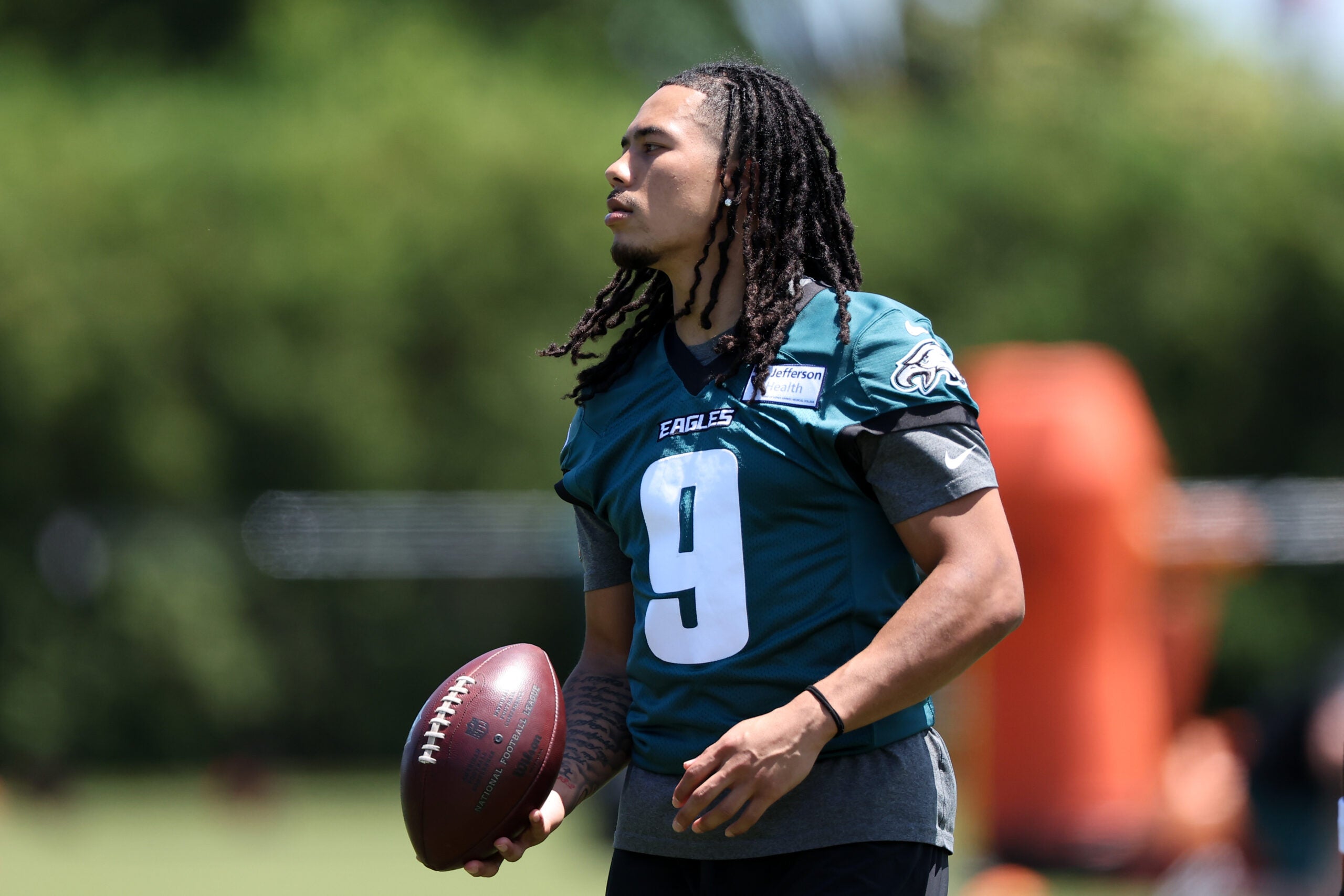 Jun 9, 2026; Philadelphia, PA, USA; Philadelphia Eagles Makai Lemon (9) during minicamp at Jefferson Health Training Complex.
