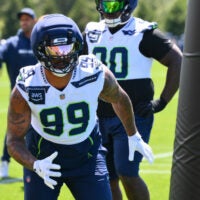 Jun 9, 2026; Renton, WA, USA; Seattle Seahawks defensive end Leonard Williams (99) during minicamp at Virginia Mason Athletic Center.