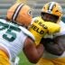 Green Bay Packers Sean Rhyan (75) and Dillon Wade (68) participate in mandatory minicamp Thursday, June 11, 2026, at the Don Hutson Center in Green Bay, Wisconsin.