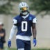 Jun 16, 2026; Dallas, TX, USA; Dallas Cowboys linebacker DeMarvion Overshown (0) goes through a drill during practice at the Ford Center at the Star Training Facility in Frisco, Texas.