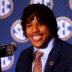 Jul 21, 2026; Tampa, FL, USA; Auburn Tigers quarterback Byrum Brown (17) speaks to the press during SEC Football Kickoff Media Day at the Tampa Marriott.