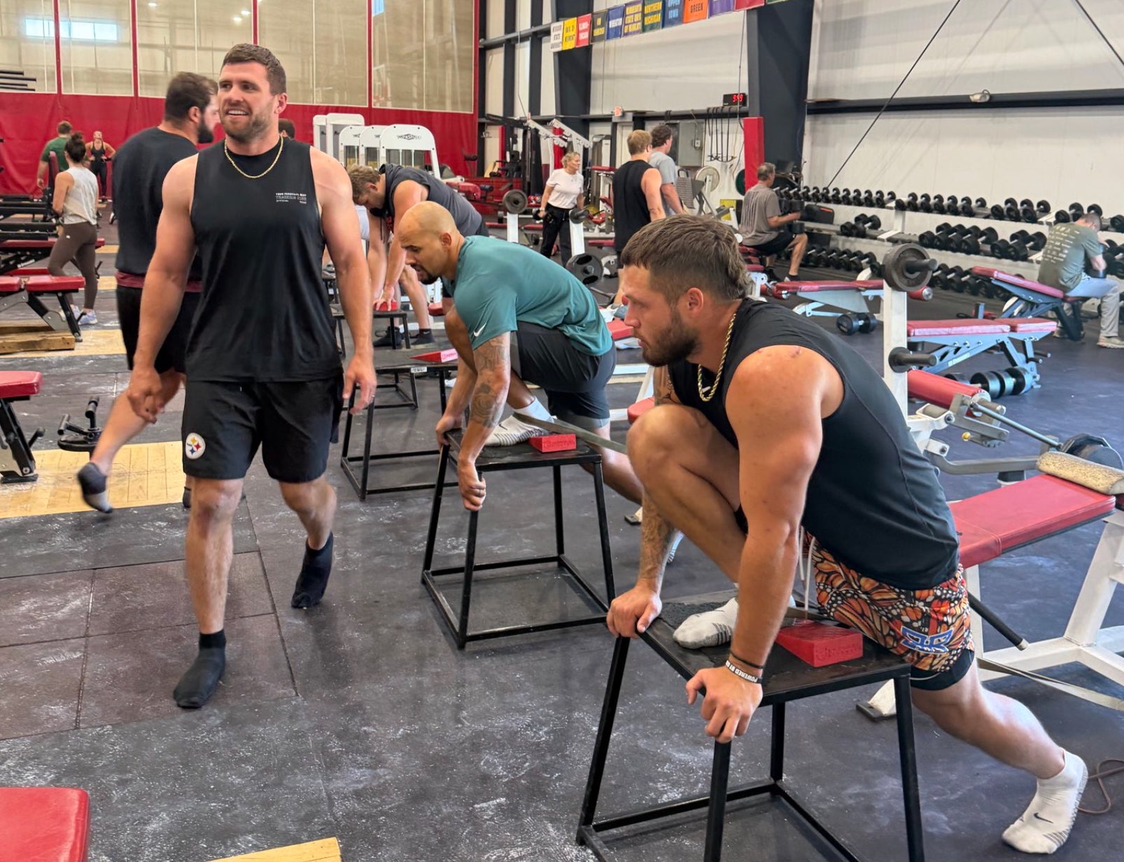 Pittsburgh Steelers pass rushers T.J. Watt and Nick Herbig workout together at Wisconsin reunion, 7/7/2026.