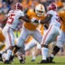 Oct 20, 2018; Knoxville, TN, USA; Tennessee Volunteers offensive lineman Marcus Tatum (68) blocks Alabama Crimson Tide defensive back Xavier McKinney (15) and linebacker Dylan Moses (32) on an extra point try at Neyland Stadium. Alabama defeated the Vols 58-21.