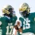 Paramus Catholic football at St. Joseph Regional, Saturday, Sept. 21, 2024, Montvale, New Jersey. From left, St. Joseph's #17 Tahj Gray and #15 Lamar Best celebrate a touchdown.