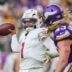Dec 1, 2024; Minneapolis, Minnesota, USA; Arizona Cardinals quarterback Kyler Murray (1) passes against the Minnesota Vikings linebacker Andrew Van Ginkel (43) in the fourth quarter at U.S. Bank Stadium.