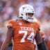 Dec 21, 2024; Austin, Texas, USA; Texas Longhorns offensive lineman Trevor Goosby (74) against the Clemson Tigers during the CFP National playoff first round at Darrell K Royal-Texas Memorial Stadium.