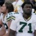 Green Bay Packers offensive tackle Anthony Belton (71) is shown during the fourth quarter of their preseason game Saturday, August 23, 2025 at Lambeau Field in Green Bay, Wisconsin. The Green Bay Packers beat the Seattle Seahawks 20-7.