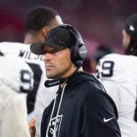 Las Vegas Raiders defensive coordinator Rob Leonard nickel Taron Johnson