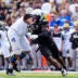 Sep 6, 2025; Boulder, Colorado, USA; Delaware Fightin Blue Hens offensive lineman Cole Snyder (77) holds Colorado Buffaloes defensive end Arden Walker (53) in the second half at Folsom Field.
