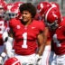 Sep 13, 2025; Tuscaloosa, Alabama, USA; Alabama Crimson Tide defensive back Domani Jackson (1) warms up before the game against the Wisconsin Badgers at Saban Field at Bryant-Denny Stadium.