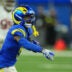 Oct 2, 2025; Inglewood, California, USA; Los Angeles Rams wide receiver Tutu Atwell (5) reacts against the San Francisco 49ers during the second half at SoFi Stadium.