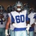 Oct 12, 2025; Charlotte, North Carolina, USA; Dallas Cowboys offensive tackle Tyler Guyton (60) prepares to enter the field prior to the game against the Carolina Panthers at Bank of America Stadium.
