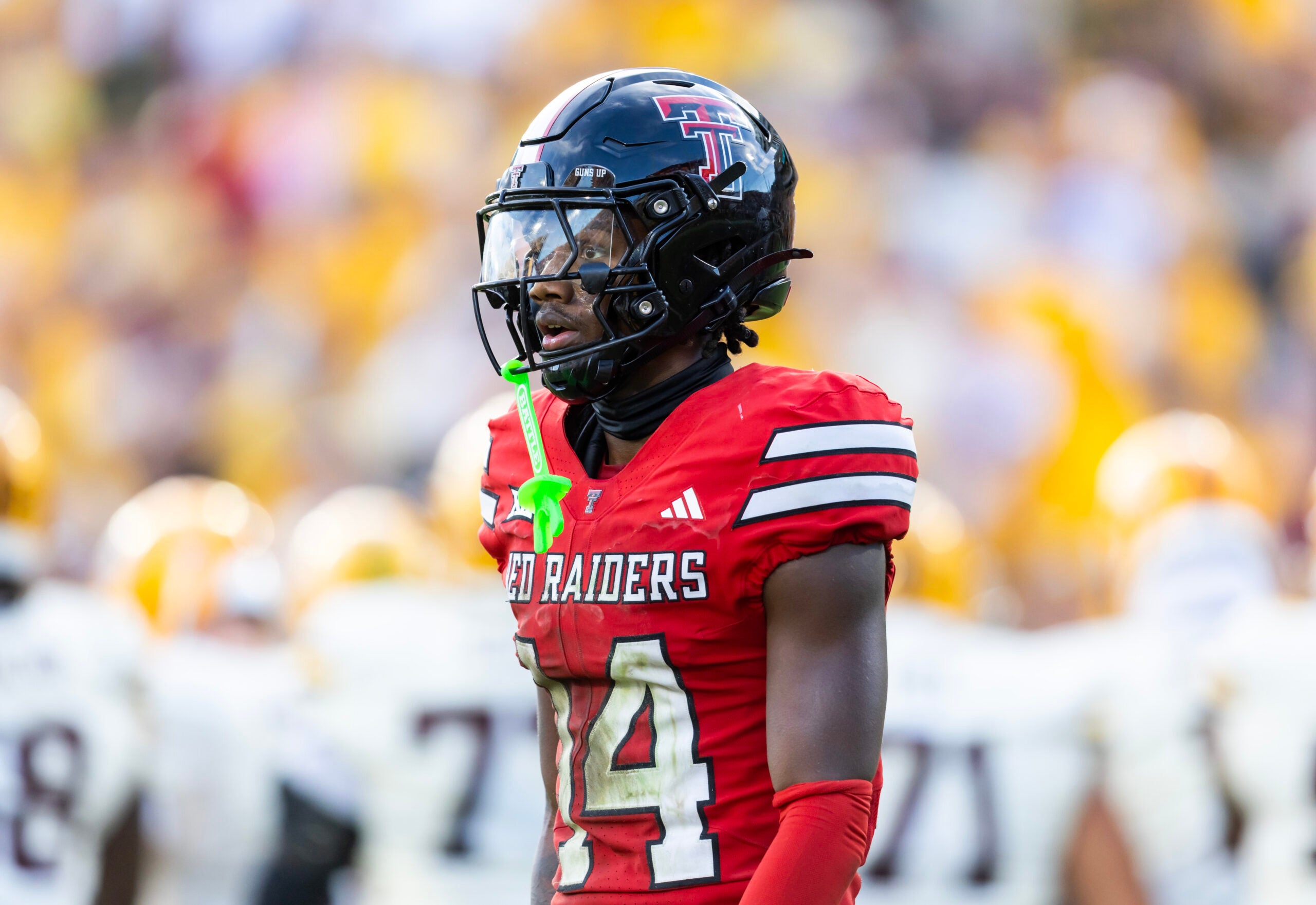 Oct 18, 2025; Tempe, Arizona, USA; Texas Tech Red Raiders cornerback Brice Pollock (14) against the Arizona State Sun Devils at Mountain America Stadium.