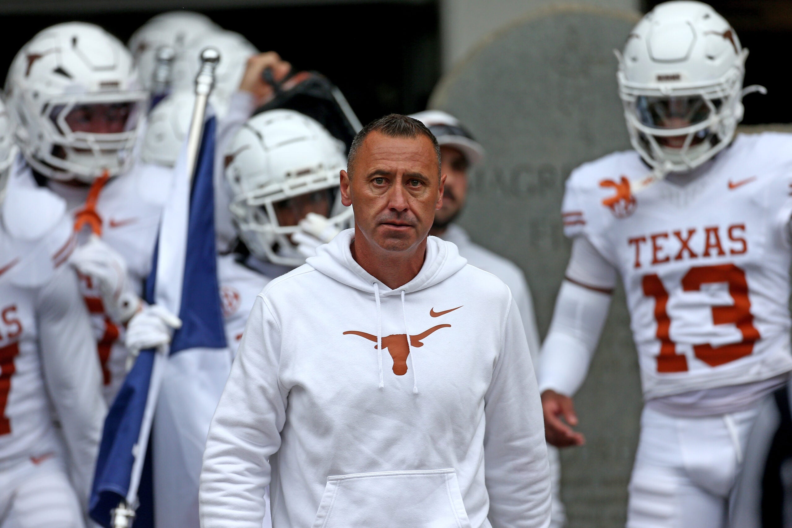 Texas Longhorns head coach Steve Sarkisian 2028 recruit safety Jaelyn Easterling-Flores