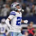 Nov 3, 2025; Arlington, Texas, USA; Dallas Cowboys cornerback Reddy Steward (27) celebrates after sacking Arizona Cardinals quarterback Jacoby Brissett (7) in the second half at AT&T Stadium.
