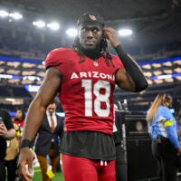 Nov 3, 2025; Arlington, Texas, USA; Arizona Cardinals wide receiver Marvin Harrison Jr. (18) walks off the field after the game between the Dallas Cowboys and the Arizona Cardinals at AT&T Stadium.