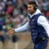 Nov 22, 2025; South Bend, Indiana, USA; Notre Dame Fighting Irish head coach Marcus Freeman celebrates with players after scoring against the Syracuse Orange during the first half at Notre Dame Stadium.