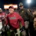 Oklahoma coach Brent Venables celebrates after a college football game between the University of Oklahoma Sooners (OU) and the