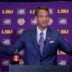 Dec 1, 2025; Baton Rouge, LA, USA; LSU new head coach Lane Kiffin speaks at South Stadium Club at Tiger Stadium.
