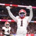 Dec 6, 2025; Atlanta, GA, USA; Georgia Bulldogs defensive back Ellis Robinson IV (1) celebrates after an incomplete pass in the end zone during the fourth quarter against the Alabama Crimson Tide during the 2025 SEC Championship game at Mercedes-Benz Stadium.