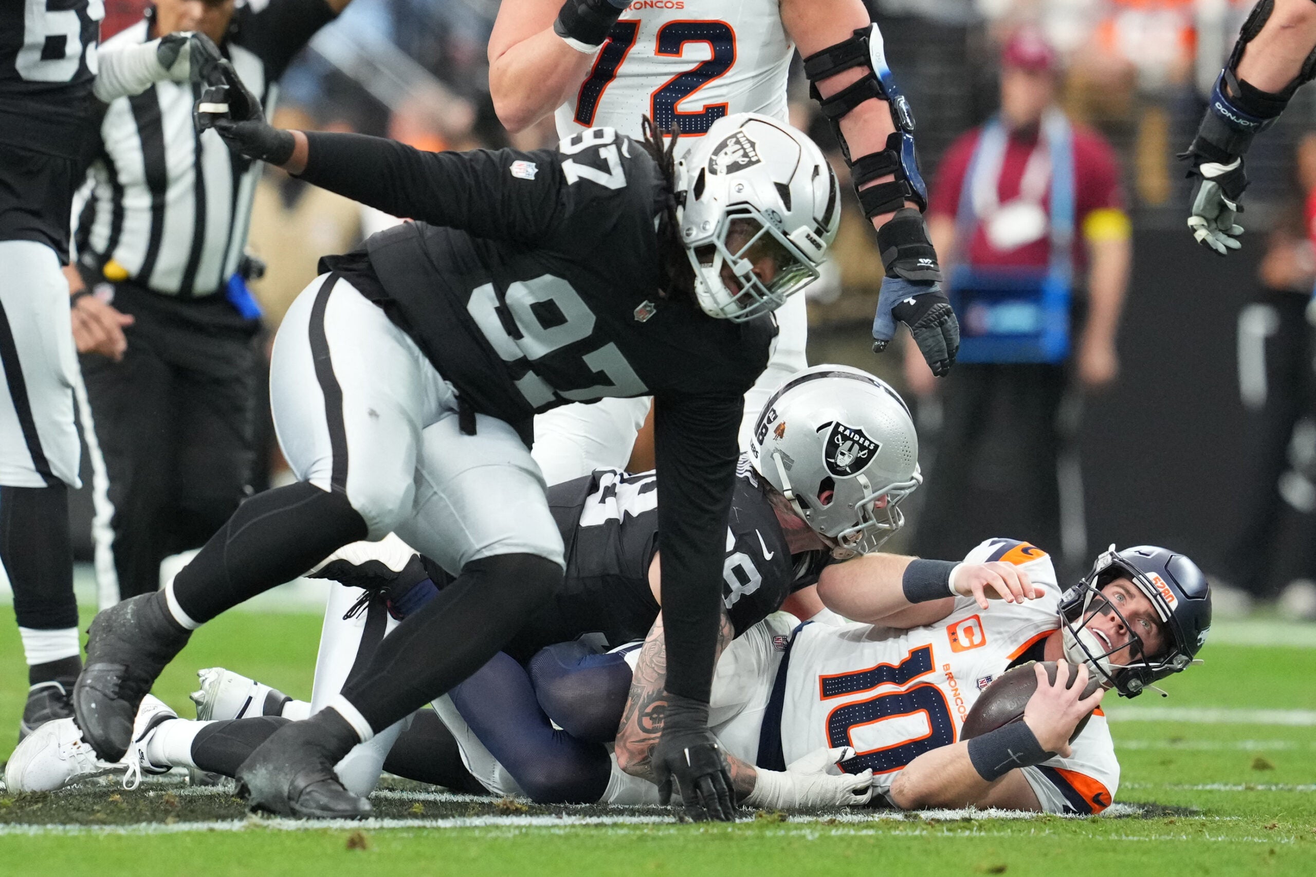 Las Vegas Raiders edge rusher Tonka Hemingway Maxx Crosby training camp