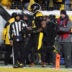 Dec 15, 2025; Pittsburgh, Pennsylvania, USA; Pittsburgh Steelers tight end Jonnu Smith (81) runs the ball for a touchdown in the third quarter against the Miami Dolphins at Acrisure Stadium.