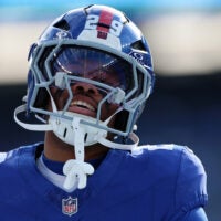 Dec 21, 2025; East Rutherford, New Jersey, USA; New York Giants running back Tyrone Tracy Jr. (29) practices before the game at MetLife Stadium.
