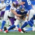 Dec 21, 2025; East Rutherford, New Jersey, USA; Minnesota Vikings outside linebacker Andrew van Ginkel (43) sacks New York Giants quarterback Jaxson Dart (6) during the second half at MetLife Stadium.