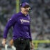 Dec 25, 2025; Minneapolis, Minnesota, USA; Minnesota Vikings head coach Kevin O'Connell reacts after a play against the Detroit Lions in the first quarter at U.S. Bank Stadium.