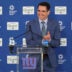 Jan 20, 2026; East Rutherford, NJ, USA; New York Giants general manager Joe Schoen introduces John Harbaugh (not pictured) as the next New York Giants head coach at Quest Diagnostics Training Center.