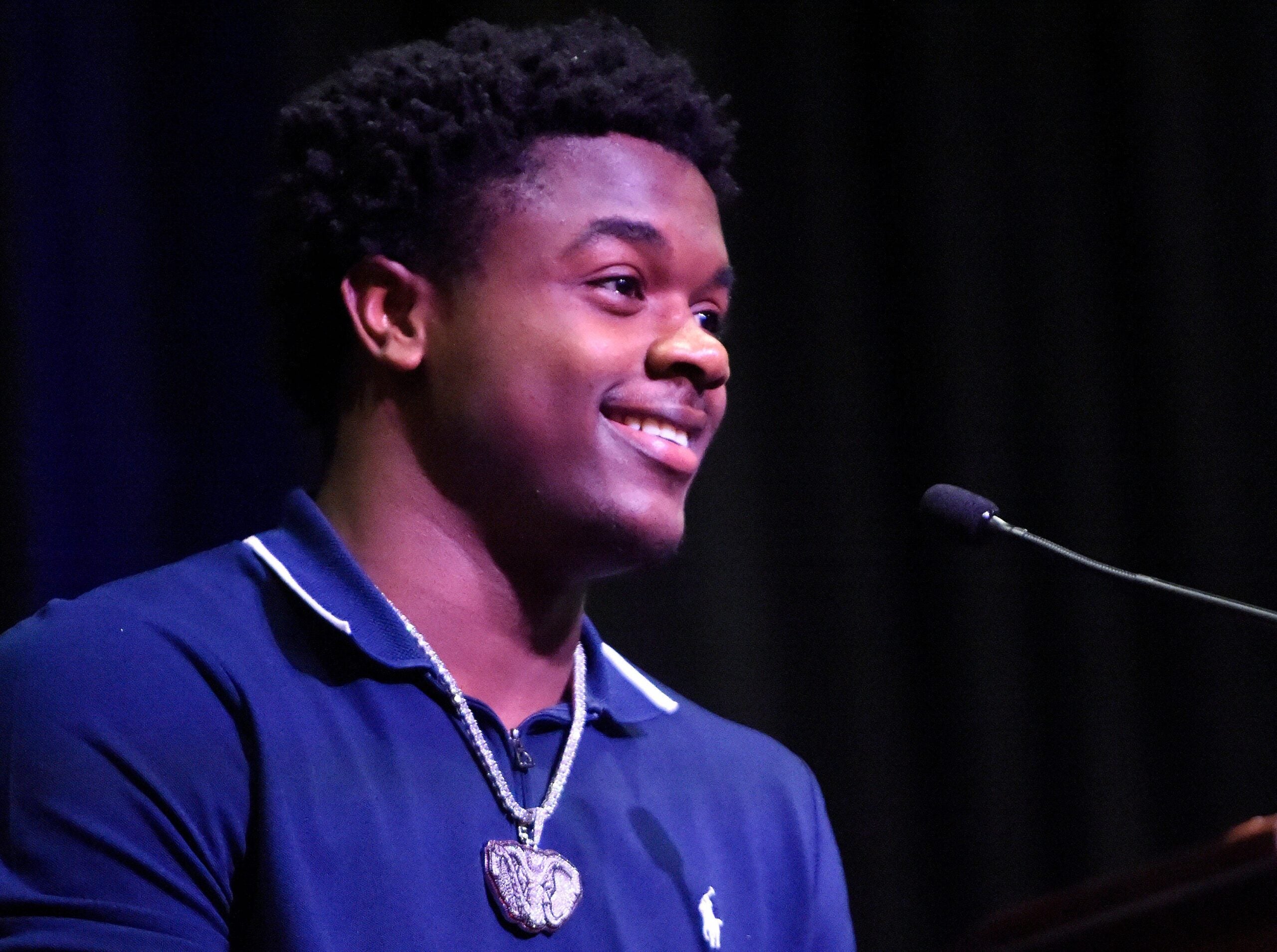 EJ Crowell, of Jackson High School, is named Alabamas Mr. Football during the ASWA Awards Banquet in Montgomery, Ala., on Tuesday January 21, 2026.