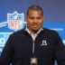 Feb 24, 2026; Indianapolis, IN, USA; Chicago Bears general manager Ryan Poles speaks at the NFL Scouting Combine at the Indiana Convention Center.