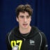 Feb 25, 2026; Indianapolis, IN, USA; Michigan place kicker Dominic Zvada (PK07) speaks during the NFL Scouting Combine at the Indiana Convention Center.