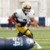 Defensive lineman Francis Brewu during a Notre Dame football practice at Irish Athletic Center on Wednesday, April 8, 2026, in South Bend.