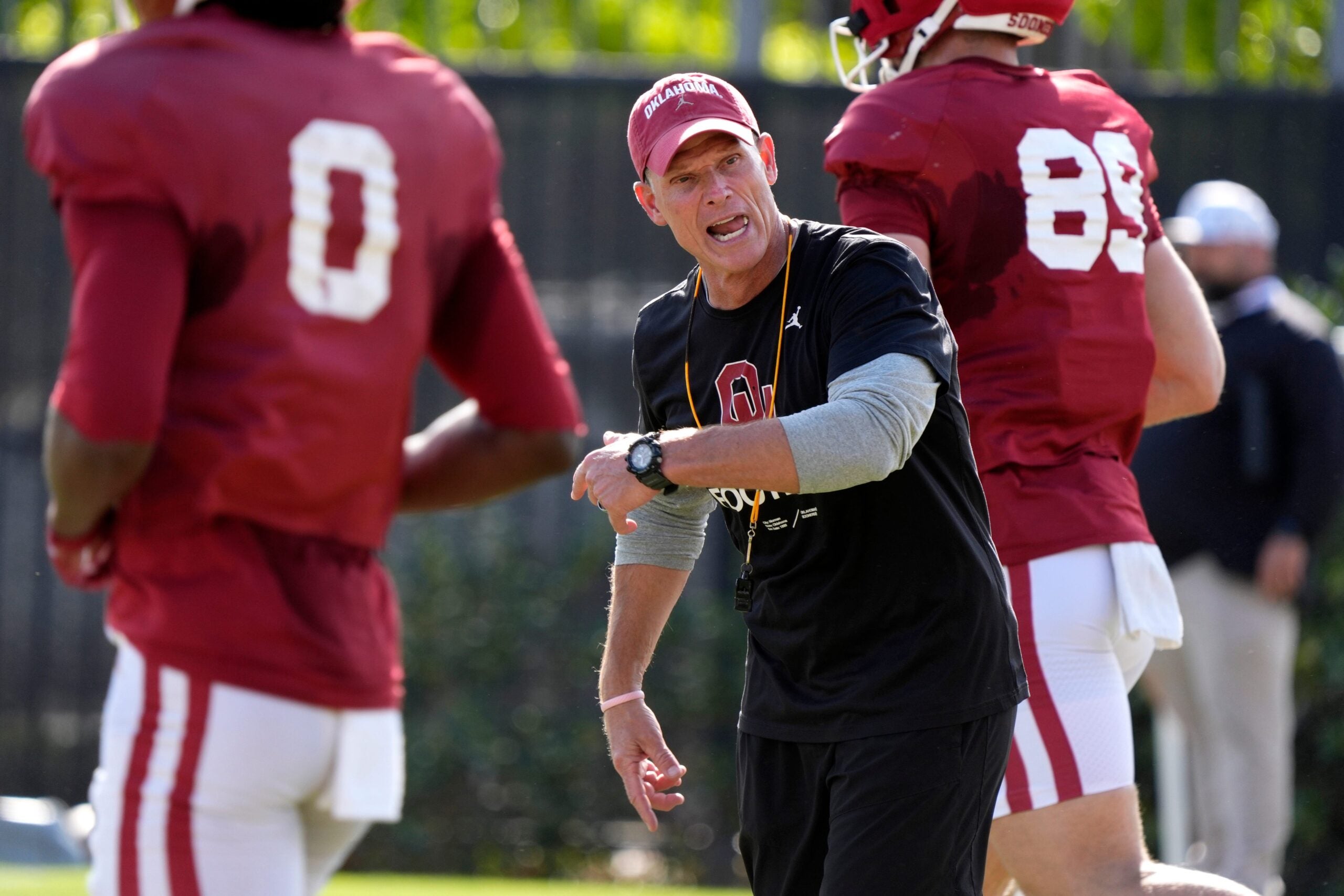 Oklahoma Sooners head coach Brent Venables defensive end PJ Adebawore