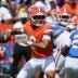 Florida quarterback Tramell Jones Jr. (9) passes during the first half of the Orange and Blue game at Steve Spurrier Field at Ben Hill Griffin Stadium in Gainesville, FL on Saturday, April 11, 2026.