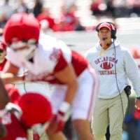 Oklahoma Sooners head coach Brent Venables edge rusher Danny Okoye