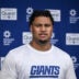 May 9, 2026; East Rutherford, NJ, USA; New York Giants offensive lineman Francis Mauigoa (65) speaks during a press conference at rookie minicamp at Quest Diagnostics Training Center.