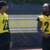 May 28, 2026; Pittsburgh, PA, USA; Pittsburgh Steelers cornerbacks Daylen Everette (23) and Asante Samuel Jr. (22) participate in OTA drills at the UPMC Rooney Sports Complex.