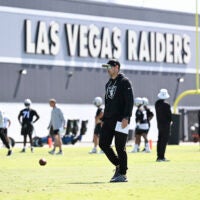 Las Vegas Raiders head coach Klint Kubiak preseason