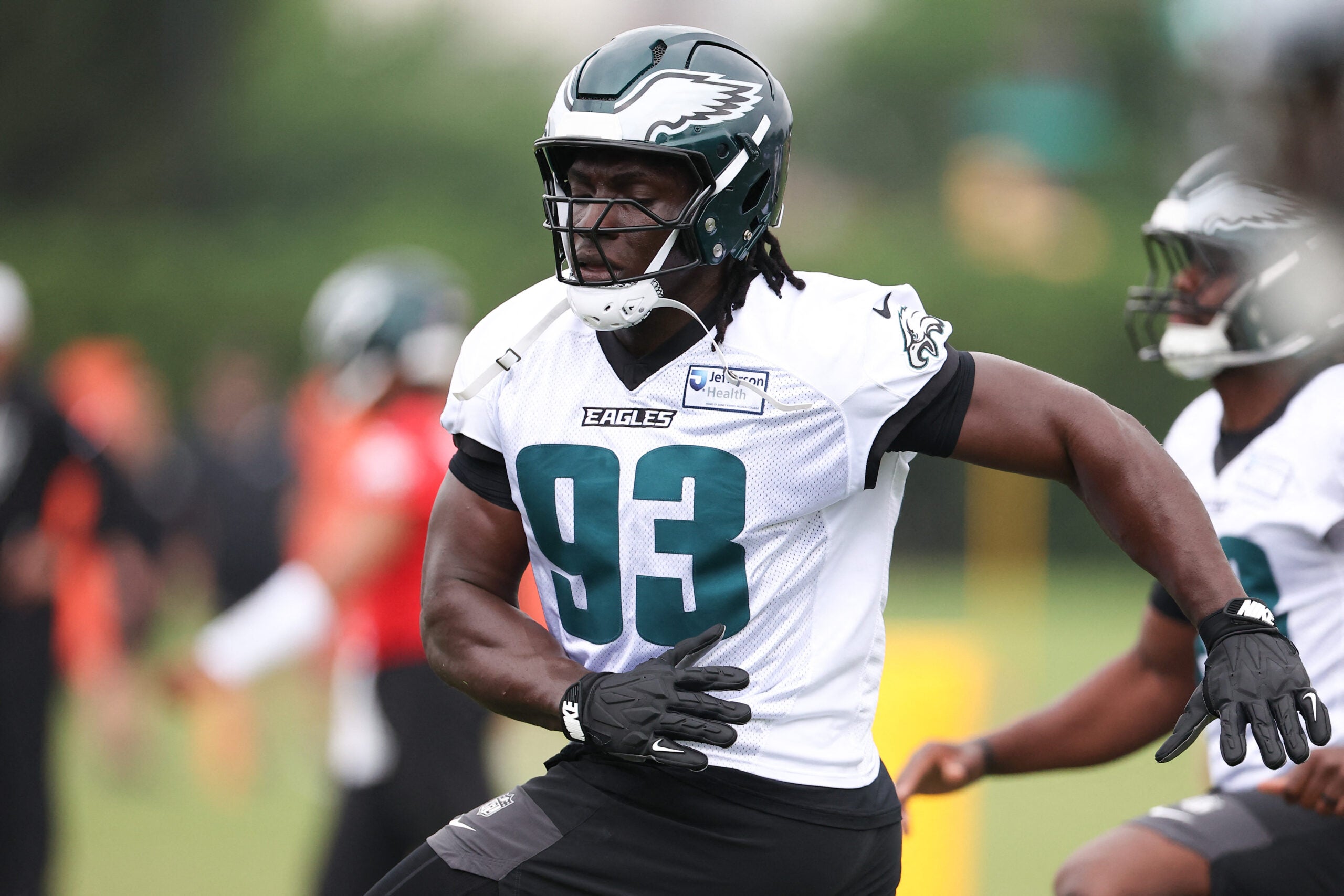 Jun 10, 2026; Philadelphia, PA, USA; Philadelphia Eagles defensive tackle Uar Bernard (93) during minicamp at Jefferson Health Training Complex.