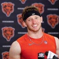 Jun 11, 2026; Lake Forest, IL, USA; Chicago Bears defensive back Dillon Thieneman (31) speaks during Minicamp at Halas Hall.