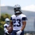 Jun 16, 2026; Dallas, TX, USA; Dallas Cowboys running back Jaydon Blue (23) goes through a drill during practice at the Ford Center at the Star Training Facility in Frisco, Texas.