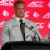 Jul 16, 2026; Charlotte, NC, USA; Louisville quarterback Lincoln Kienholz, Jr. speaks to the media during Media Day at Hilton Charlotte Uptown.
