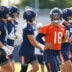 Jul 29, 2026; Lake Forest, IL, USA; Chicago Bears quarterback Caleb Williams (18) runs on the field during Training Camp at Halas Hall.